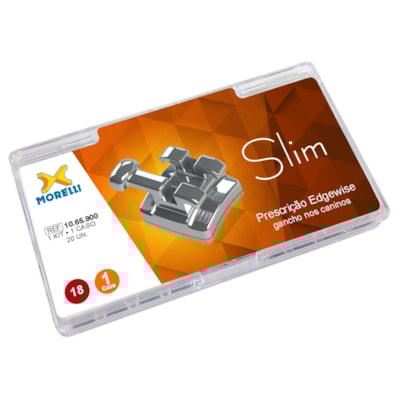 Bráquete de Aço Edgewise Slim 018 Kit 1 Caso Gancho Canino - Morelli