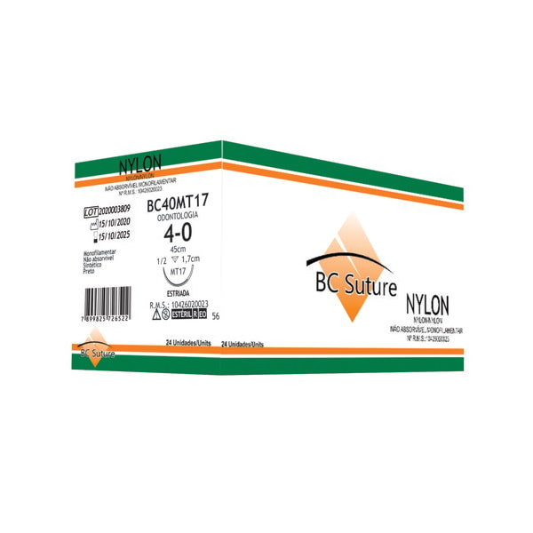 Fio Cirúrgico Nylon 4-0 Ag 1/2 Cor 1,7cm - Bioline Fios