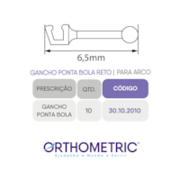 Gancho Ponta Bola Reto para Arco Slot 022 30102010 - Orthometric