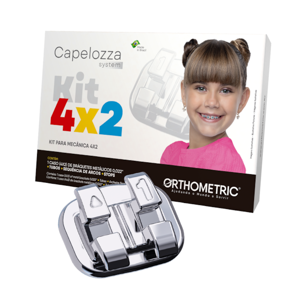 Kit Braquete Metalico Capelozza System 4X2 0,022 Com 1 Caso + 4 Tubos 4 Arcos + 8 Stops - Orthometri