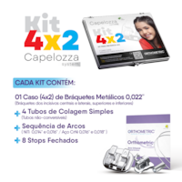 Kit Braquete Metalico Capelozza System 4X2 0,022 Com 1 Caso + 4 Tubos 4 Arcos + 8 Stops - Orthometri