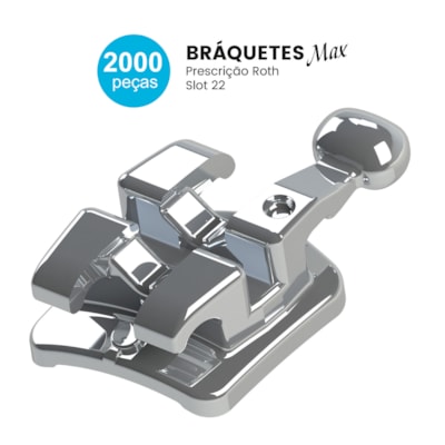Kit de Bráquetes 100 casos + 400 Tubos Prescrição Roth Max .022" Can. 9° Ang. Gancho Can./Prés - Mor