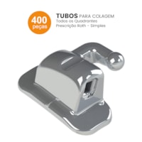 Kit de Bráquetes 100 casos + 400 Tubos Prescrição Roth Max .022" Can. 9° Ang. Gancho Can./Prés - Mor