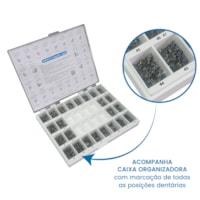 Kit de Bráquetes 100 casos + 400 Tubos Prescrição Roth Max .022" Can. 9° Ang. Gancho Can./Prés - Mor
