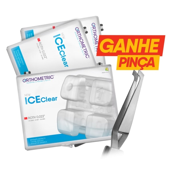 Kit Promocional Bráquete Cerâmico New Ice Clear Roth 022 3 Casos + Pinça para Bráquetes - Orthometri