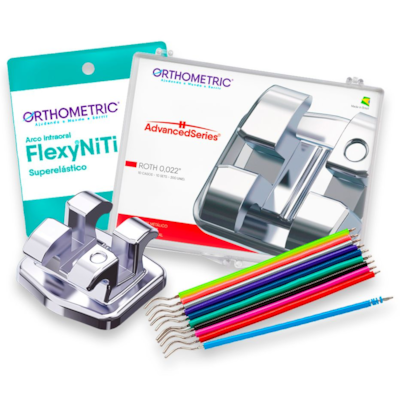 Kit Promocional Bráquete Metálico Advanced Roth 022 10 Casos + Arcos + Elásticos - Orthometric