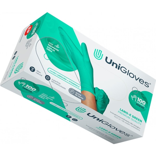 LUVA UNIGLOVES LANO-E S/ TALCO VERDE G