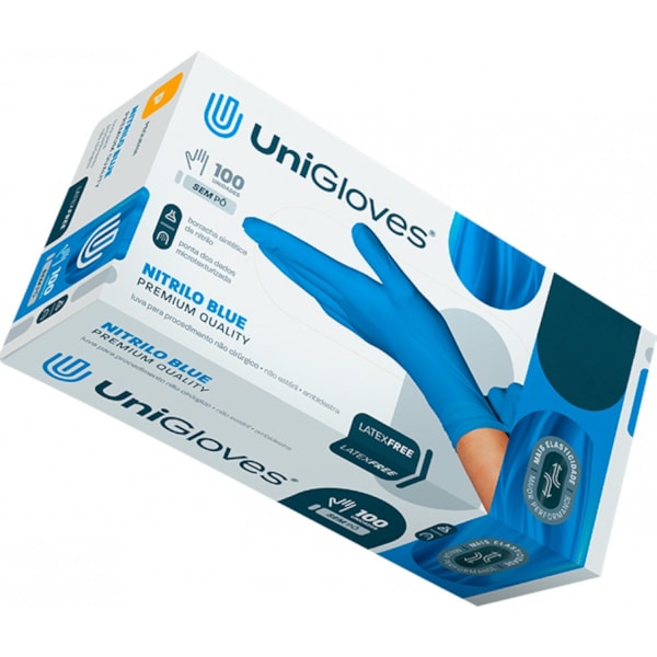 LUVA UNIGLOVES NITRILO BLUE G