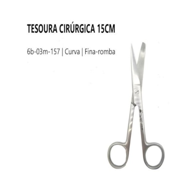TESOURA 6B CIRURGICA 15cm Curva Fina Romba